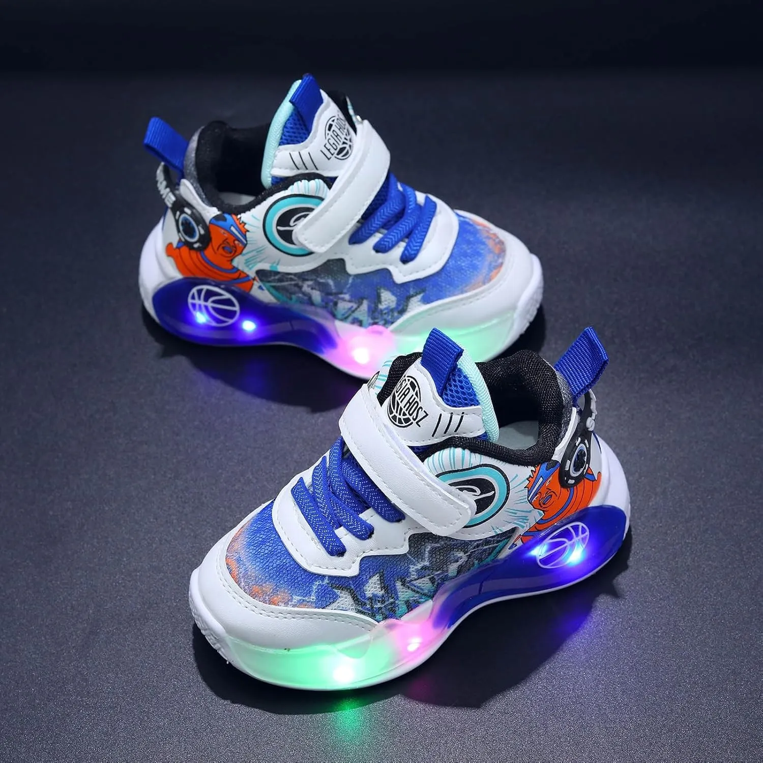 Sneakers for Girls Fashion Luminous Comfortable Breathable Light Up Shoes with Hook and Loop Kids Flashing Sports Shoes