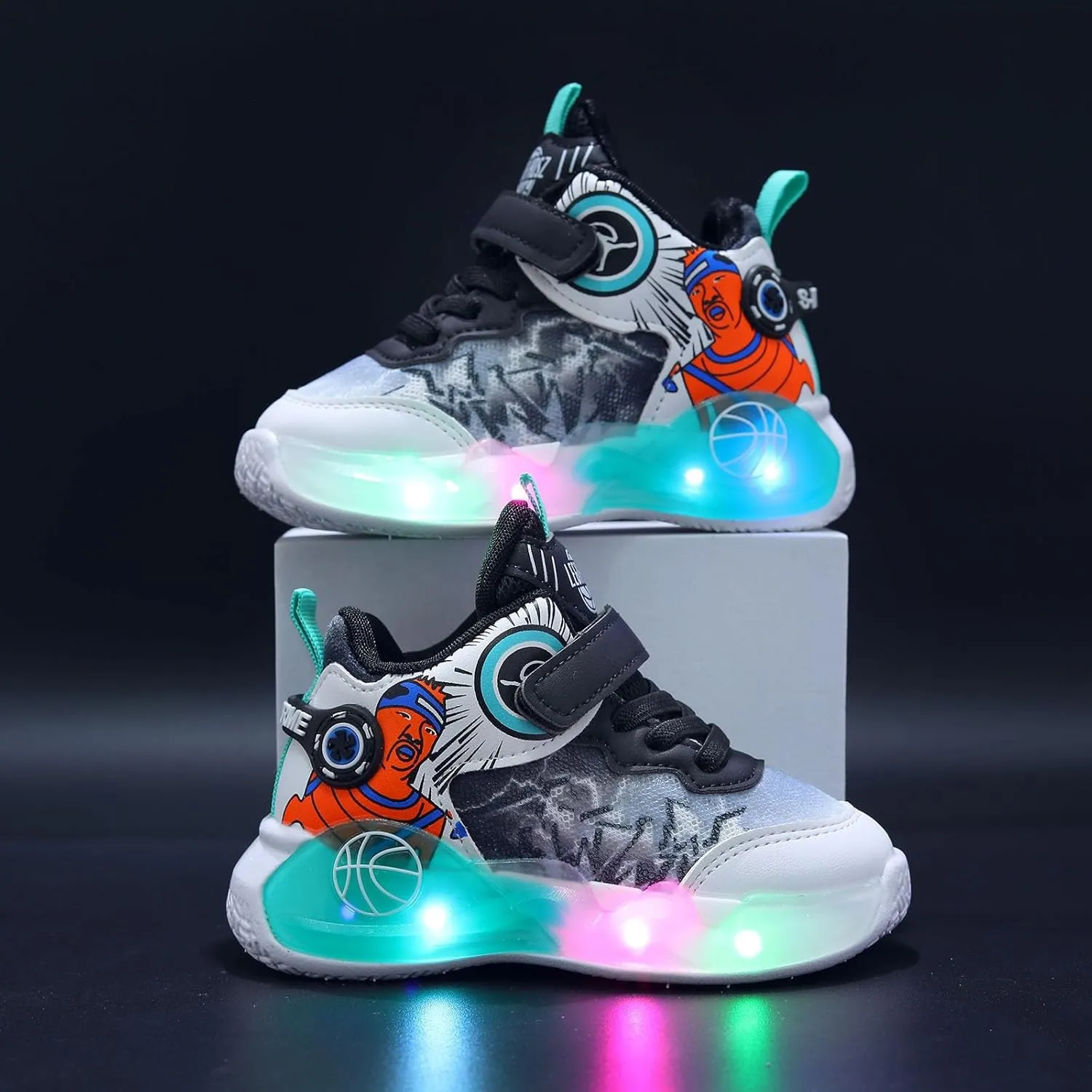 Sneakers for Girls Fashion Luminous Comfortable Breathable Light Up Shoes with Hook and Loop Kids Flashing Sports Shoes