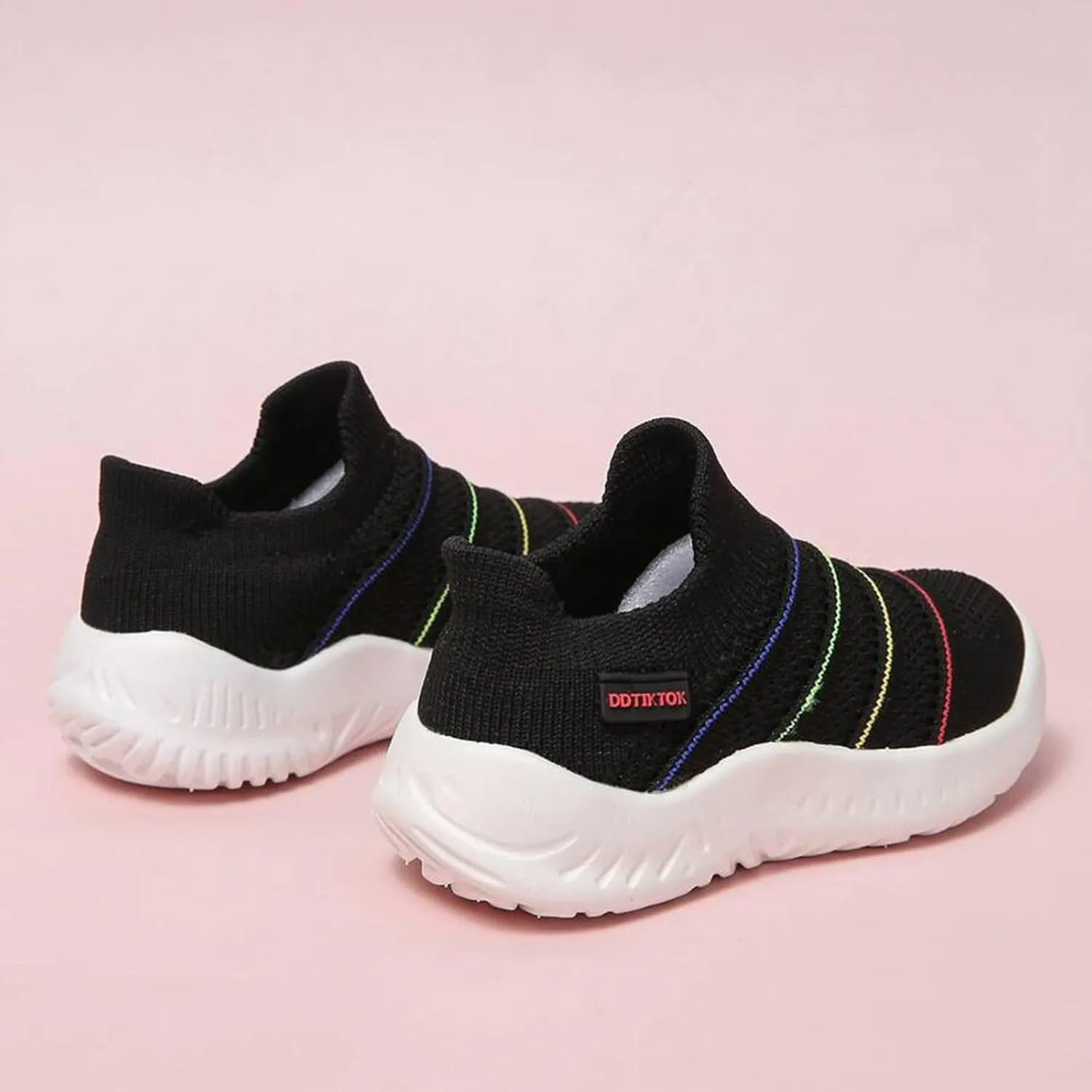 Sneakers for Girls Lightweight Athletic Running Shoes Elastic Breathable Knit School Sports Shoes Slip On Sock Sneakers