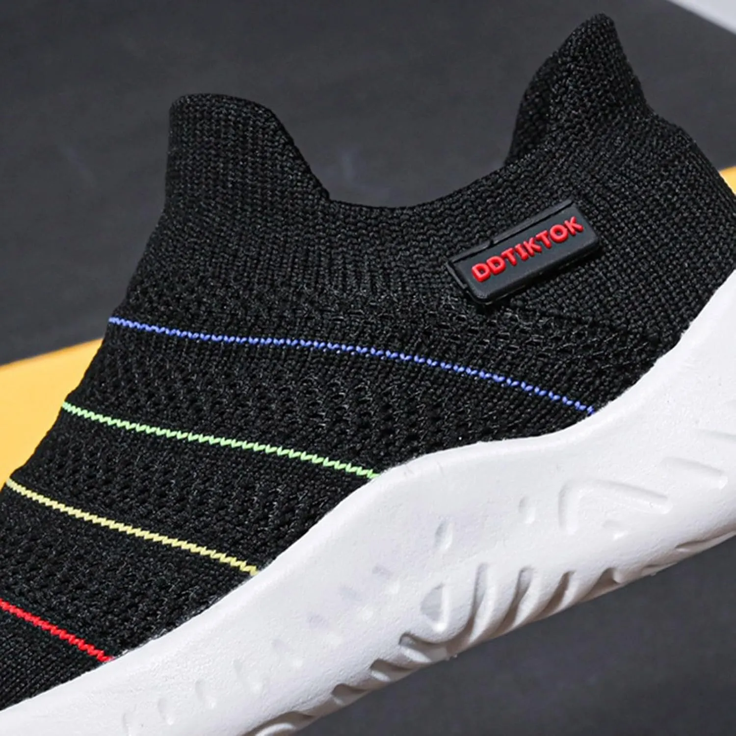 Sneakers for Girls Lightweight Athletic Running Shoes Elastic Breathable Knit School Sports Shoes Slip On Sock Sneakers
