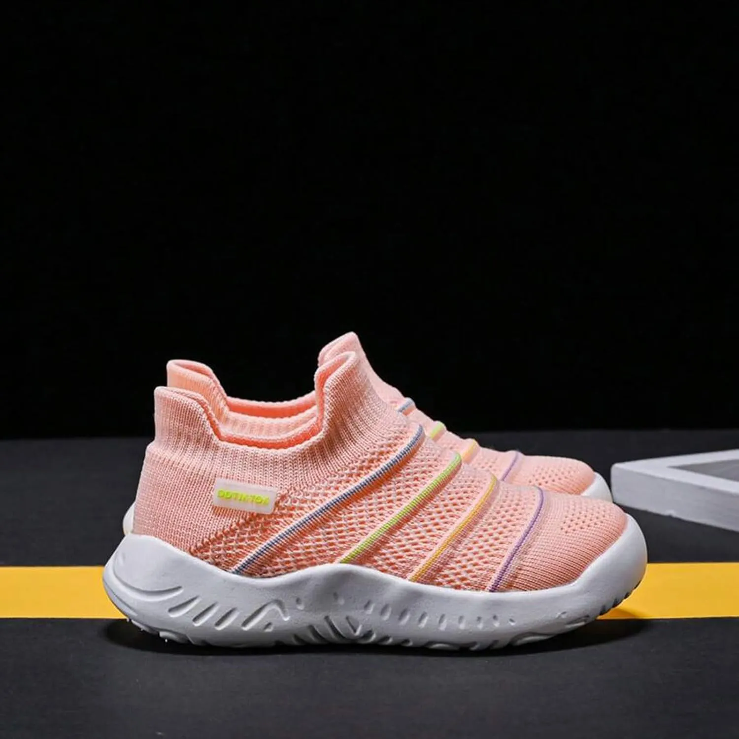 Sneakers for Girls Lightweight Athletic Running Shoes Elastic Breathable Knit School Sports Shoes Slip On Sock Sneakers