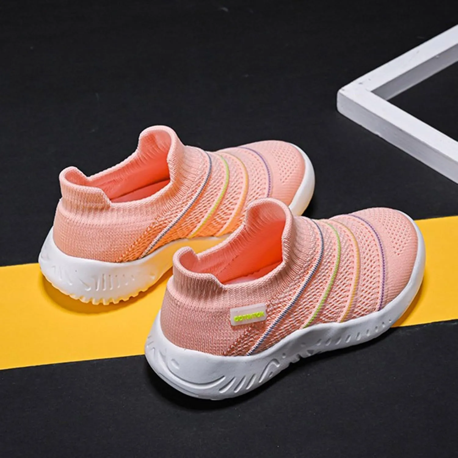 Sneakers for Girls Lightweight Athletic Running Shoes Elastic Breathable Knit School Sports Shoes Slip On Sock Sneakers