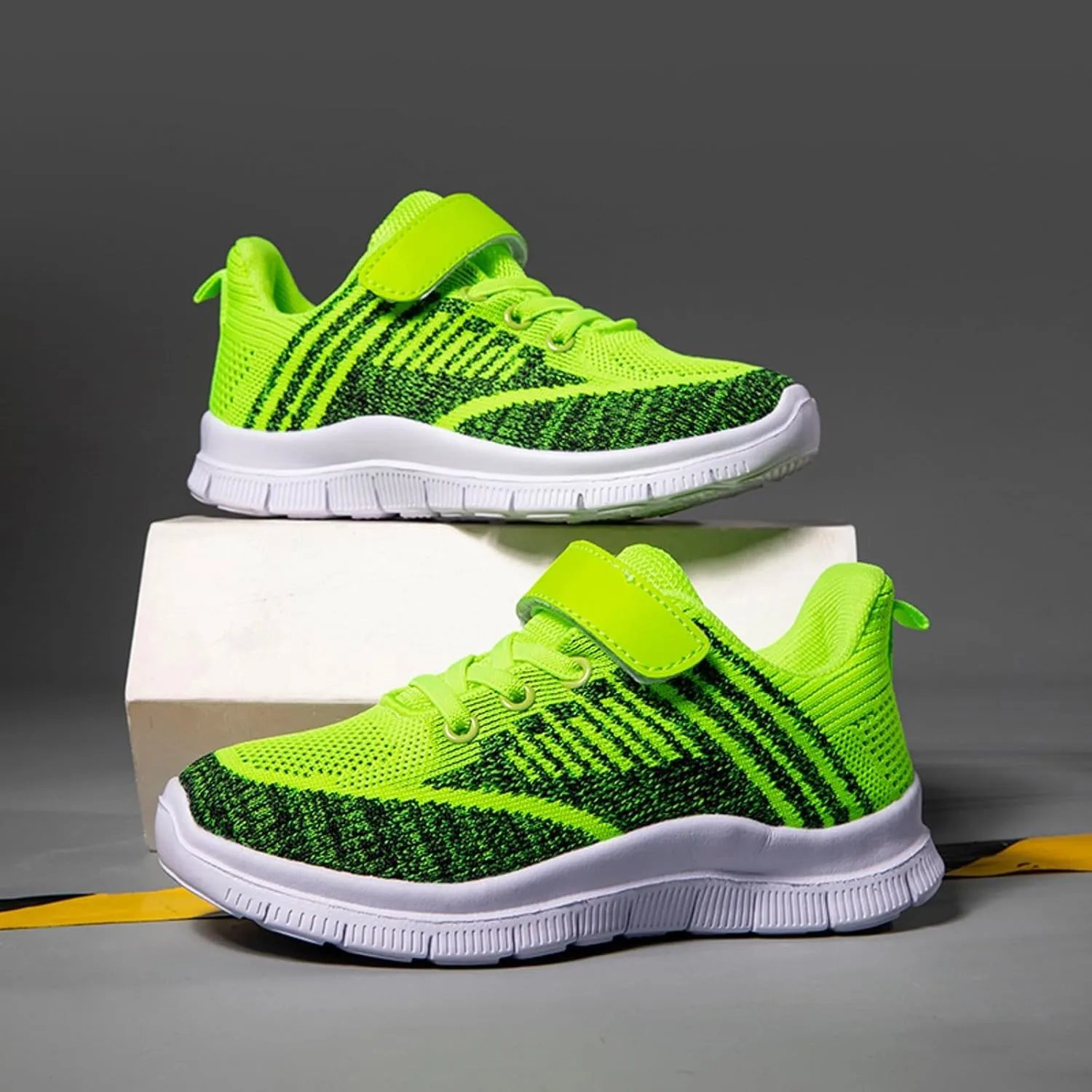 Sneakers for Girls Sports Shoes Thick Bottom Lightweight Non Slip Lace Up Hook and Loop Breathable Comfortable Running Shoes