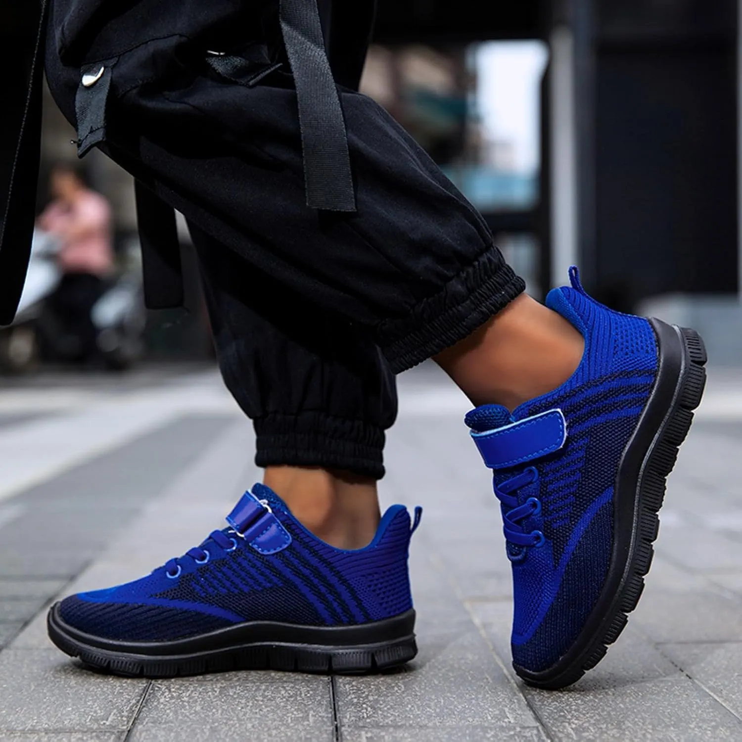 Sneakers for Girls Sports Shoes Thick Bottom Lightweight Non Slip Lace Up Hook and Loop Breathable Comfortable Running Shoes