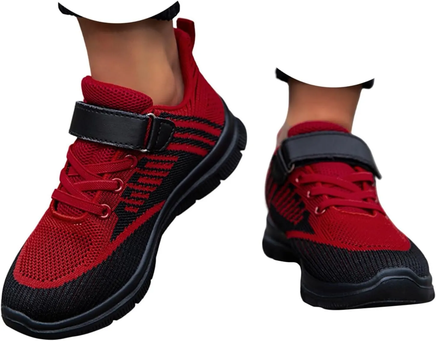 Sneakers for Girls Sports Shoes Thick Bottom Lightweight Non Slip Lace Up Hook and Loop Breathable Comfortable Running Shoes