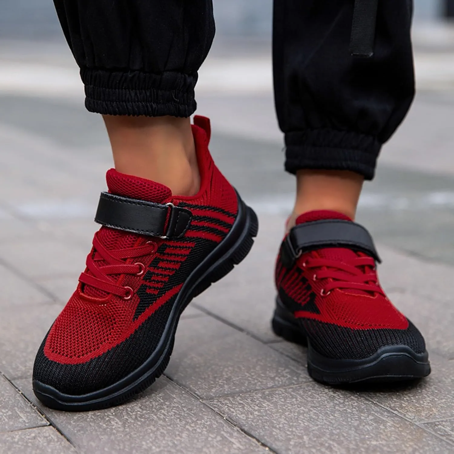 Sneakers for Girls Sports Shoes Thick Bottom Lightweight Non Slip Lace Up Hook and Loop Breathable Comfortable Running Shoes