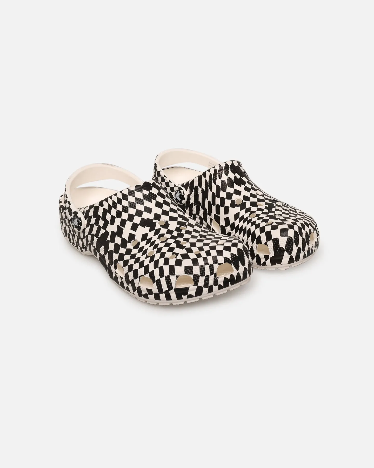 Comfortable Design Features Stretchable Fabric Crocs Class Warped Check Classic Clog White/Black