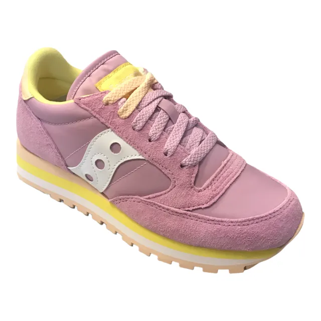 Saucony Jazz Triple S60530-18 | Sneakers Donna Rosa Giallo running on a wooden track shoes Ventilated Insole