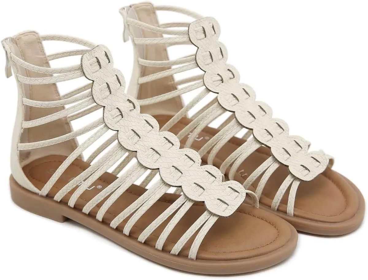 Soft Leather Roman Sandals Women 2024 Summer New Soft Sole Outwear Fisherman Strappy Thongs Open Toe Back Zip Beach Shoes