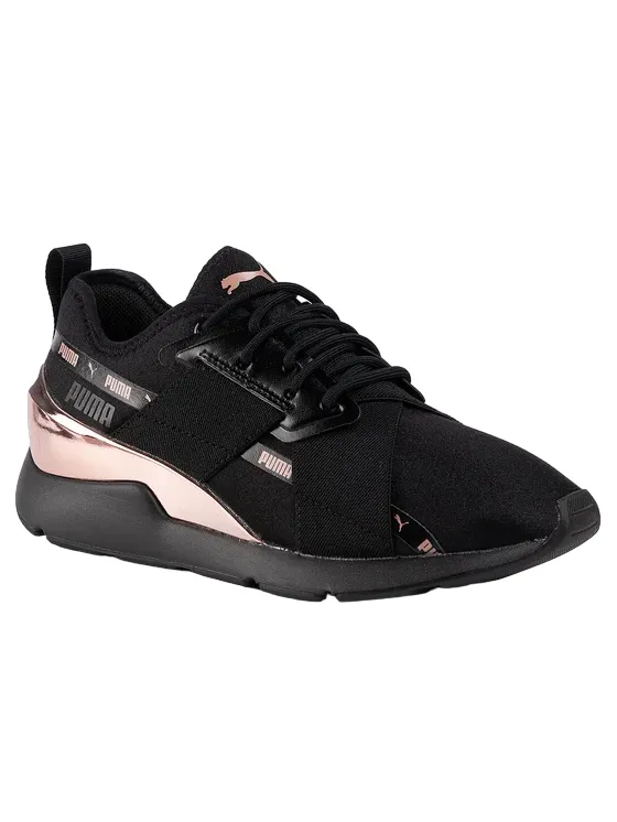 Puma scarpa sneakers da donna Muse X-2 Metallic 370838 01 nero Perforated Tongue