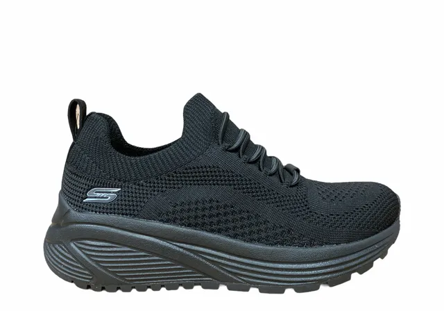wave - cushion shoes Compression Molded Heel Cup Skechers scarpa sneakers da donna Bobs Sparrow 2.0 Allegiance Crew 117027/BBK nero