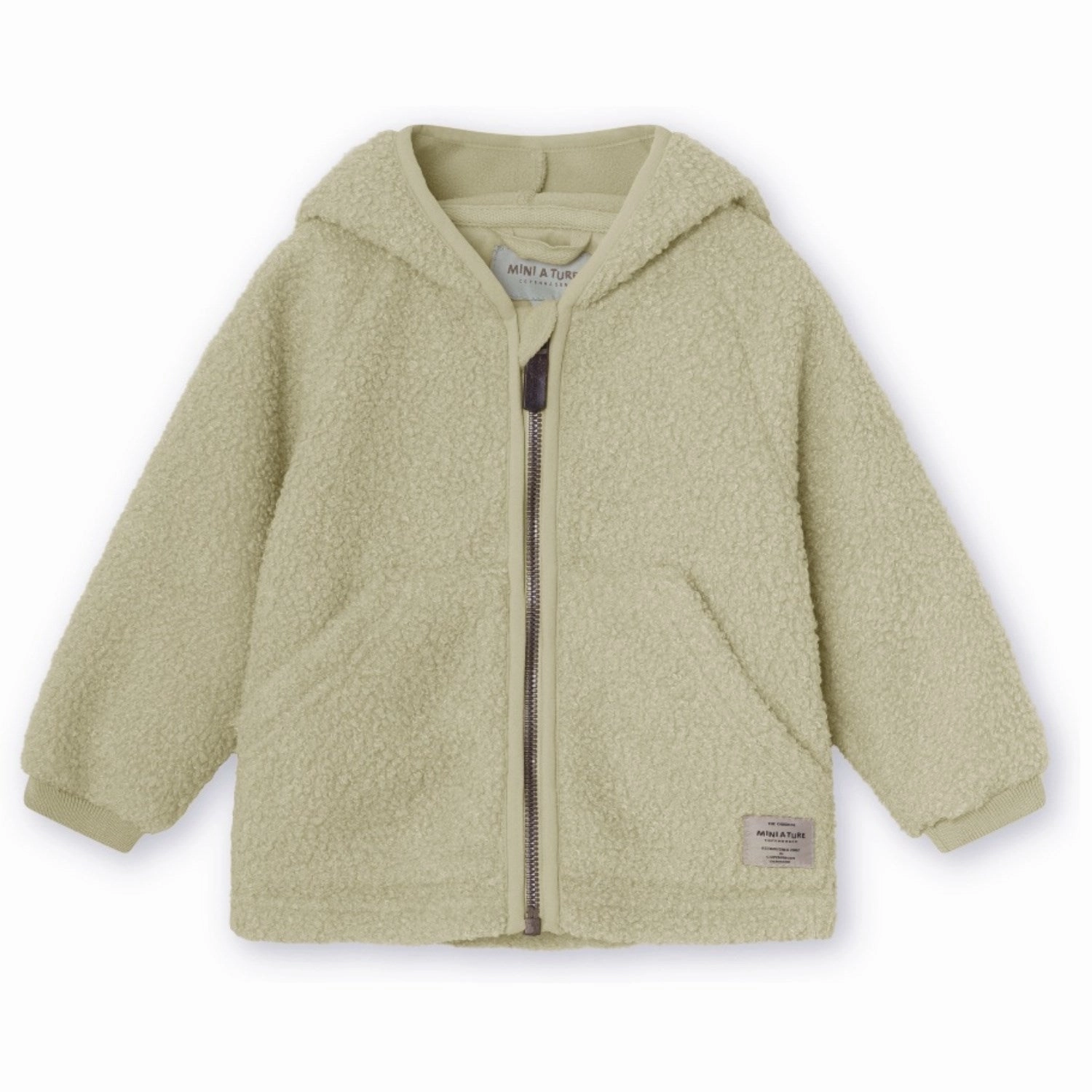 Mini A ture Elm Green Liff Teddyfleece Jacket. GRS Stylish Daily Fit Hypoallergenic Fiber Filling