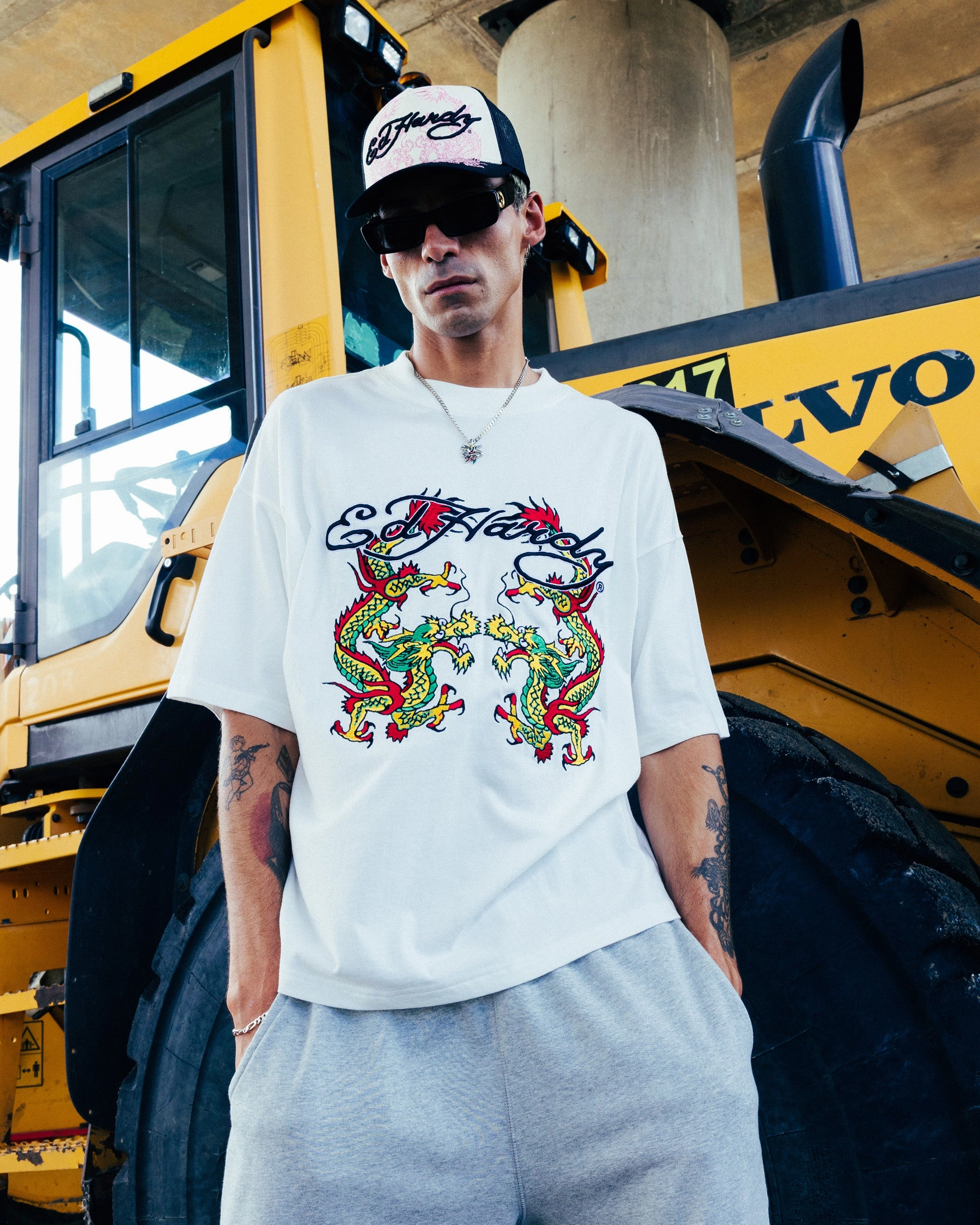 Ed Hardy Dragon Oversized T-Shirt Off White Comfort and Breathable Recommended