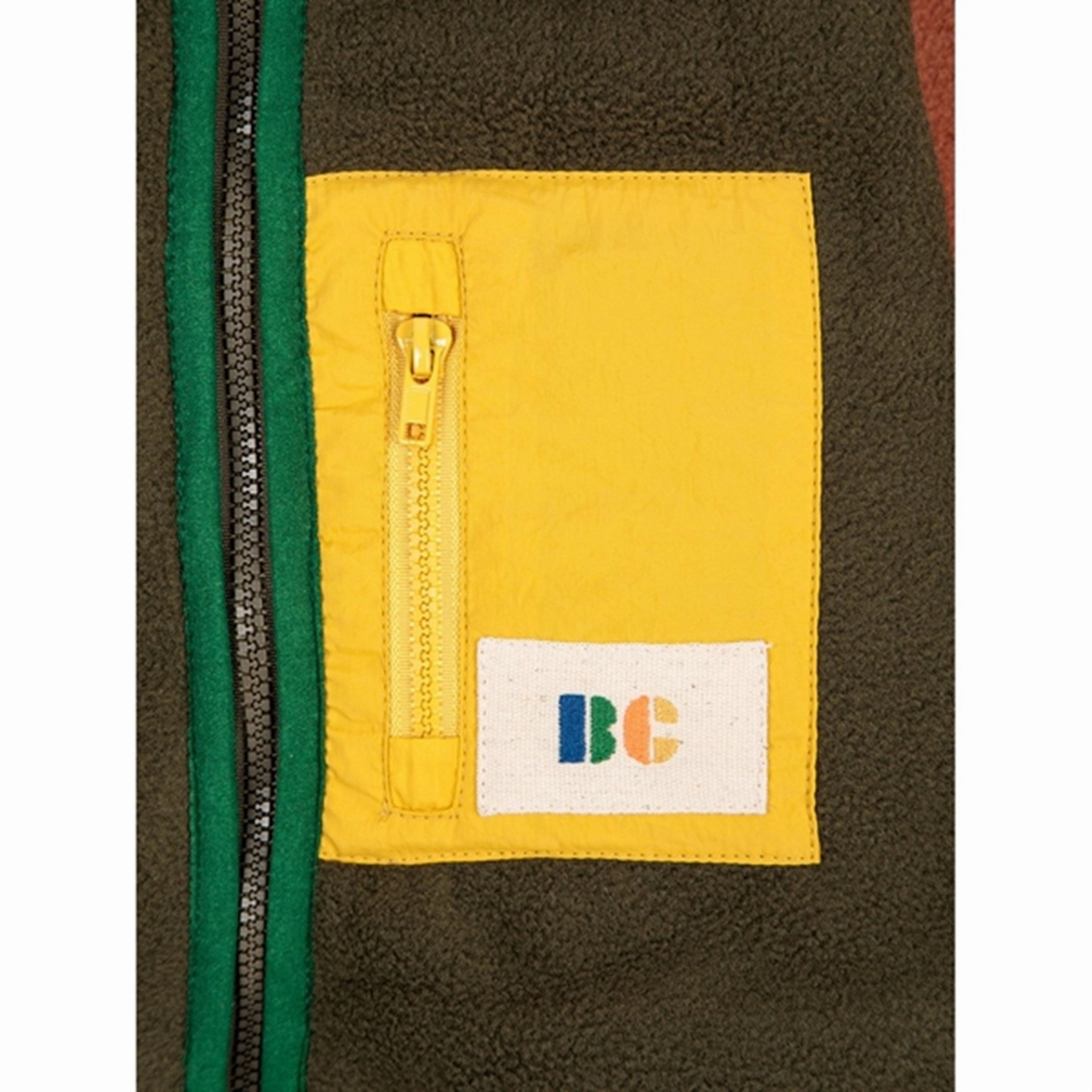 Bobo Choses Khaki Color Block Polar Fleece Jacket ErgonomicFit Eco Certified Textiles