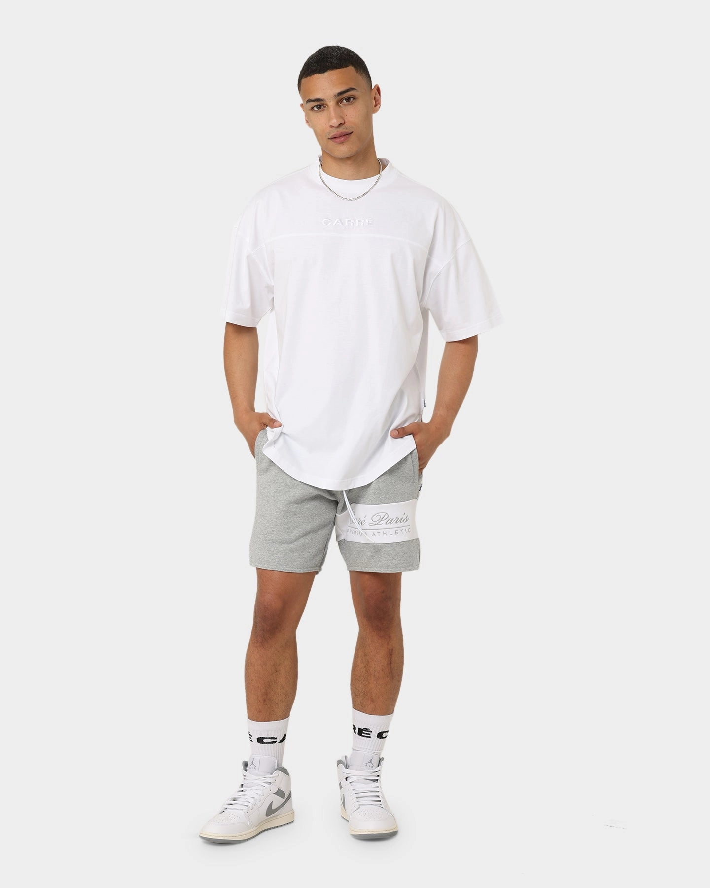 Quick Wear Carr?? Grid Iron Oversized T-Shirt White