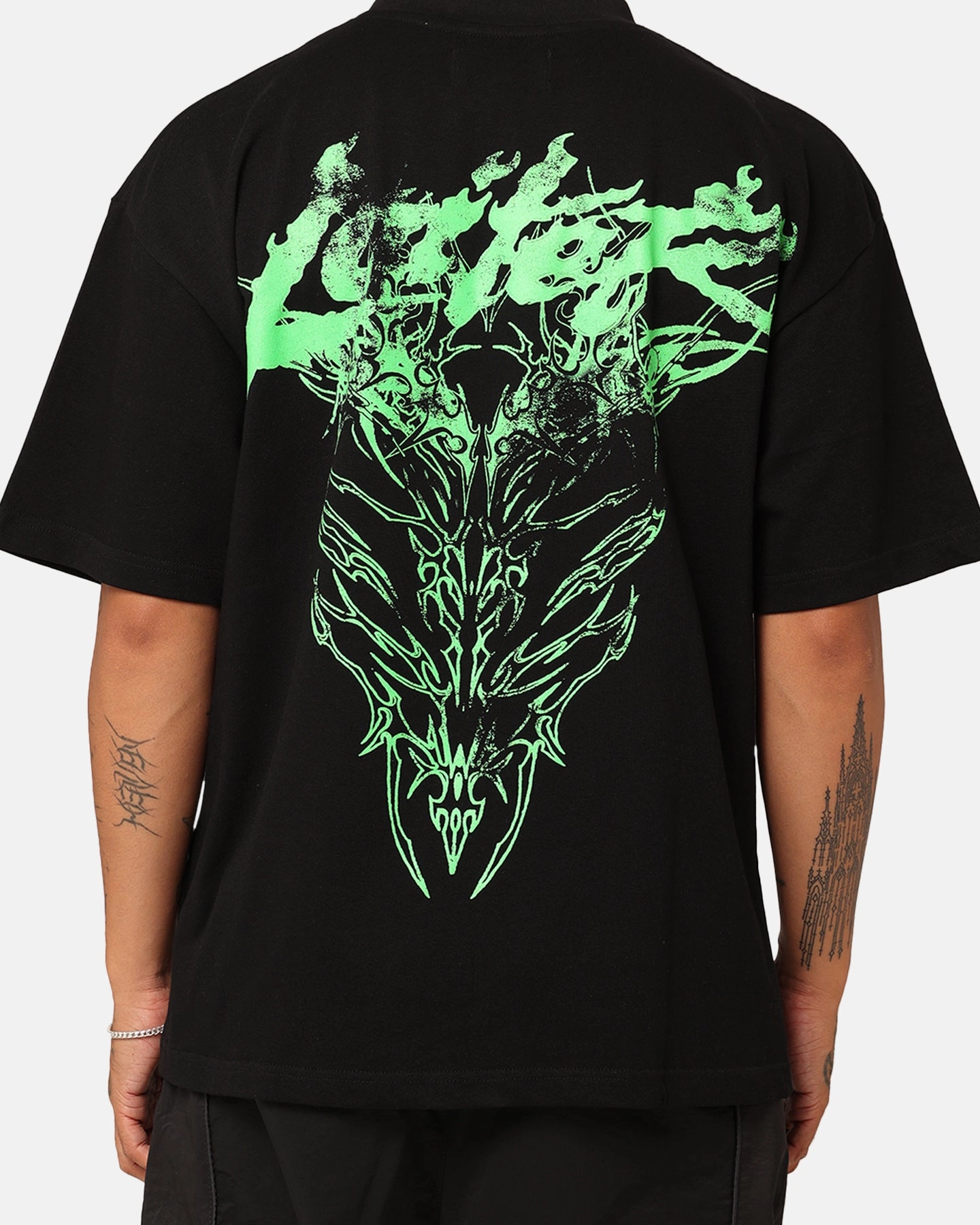 Loiter Lotus Oversized T-Shirt Black Minimalist fashion TaglessCollar