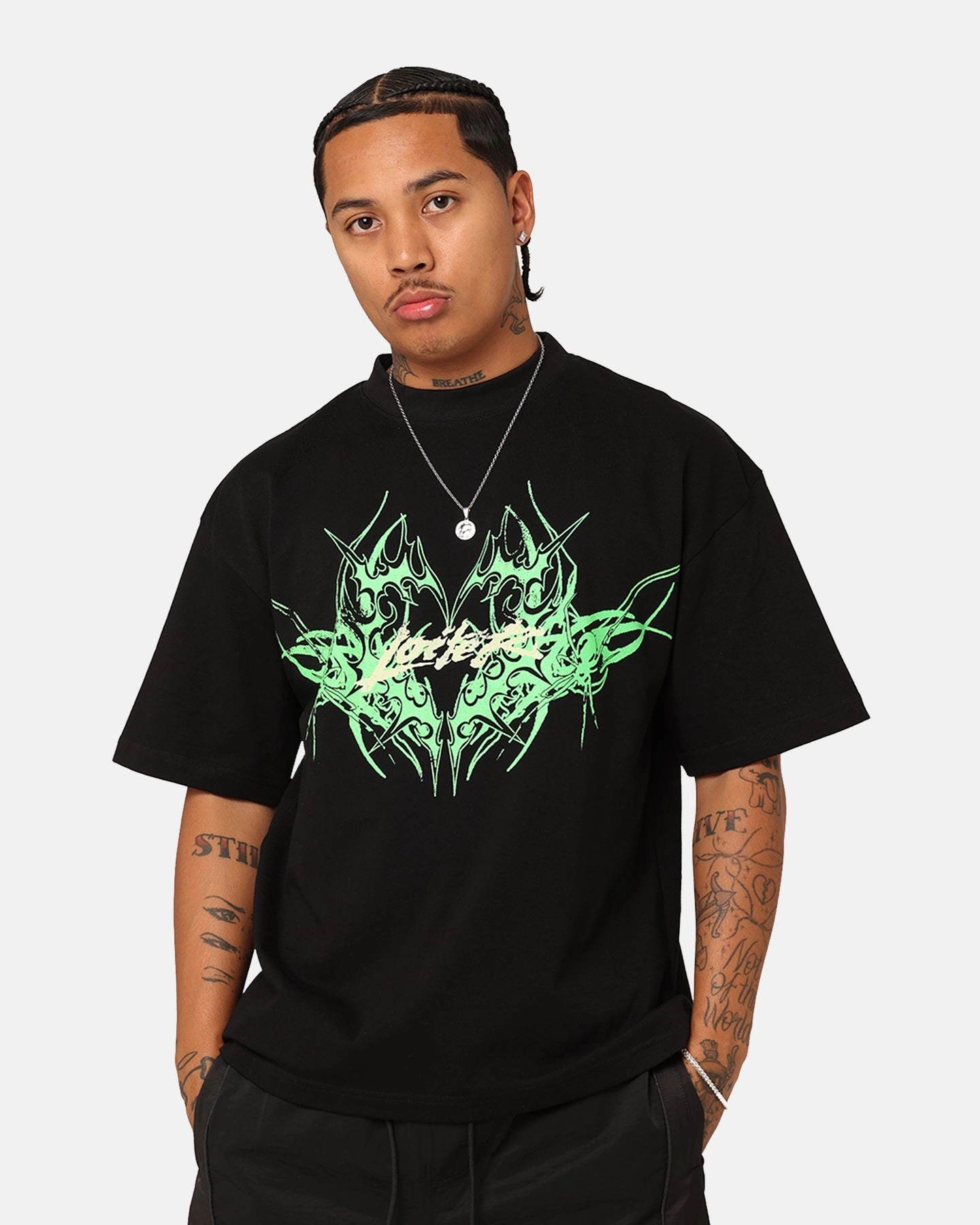 Loiter Lotus Oversized T-Shirt Black Summer Ready Outdoor Ready