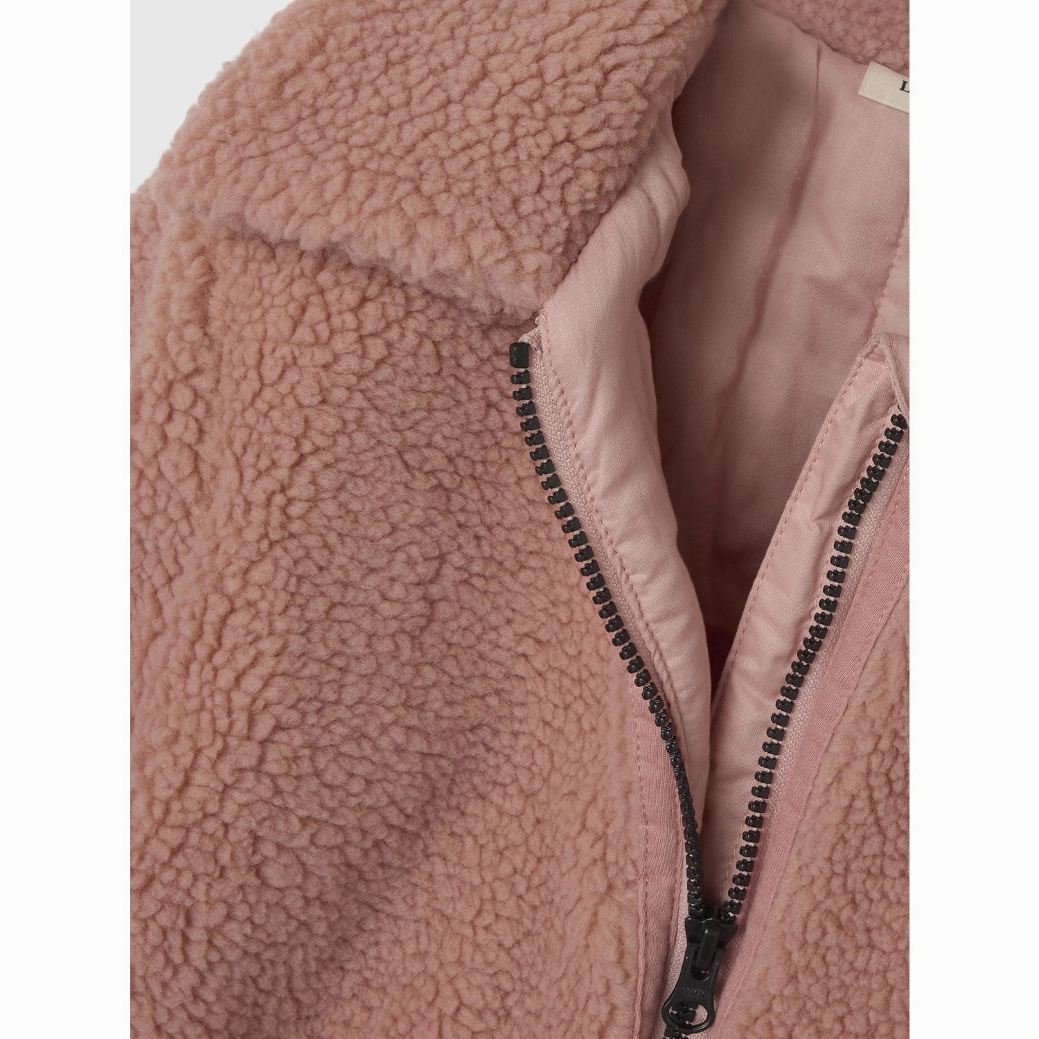 Contoured Back Panel Lil'Atelier Misty Rose Nmnnalo Long Sherpa Jkt Solid Lil