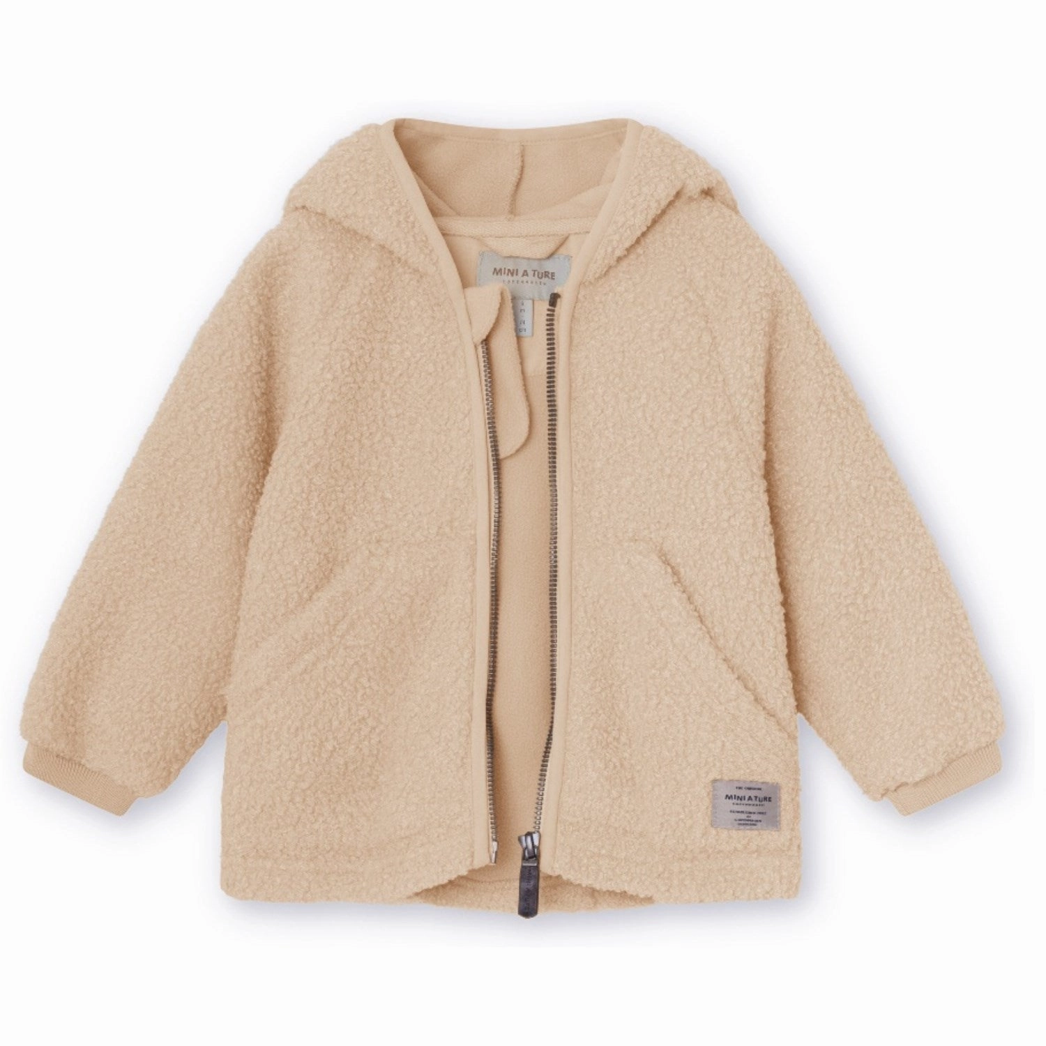 Taped Seam Technology Fade Resistant Dye Mini A ture Sesame Liff Teddyfleece Jacket. GRS