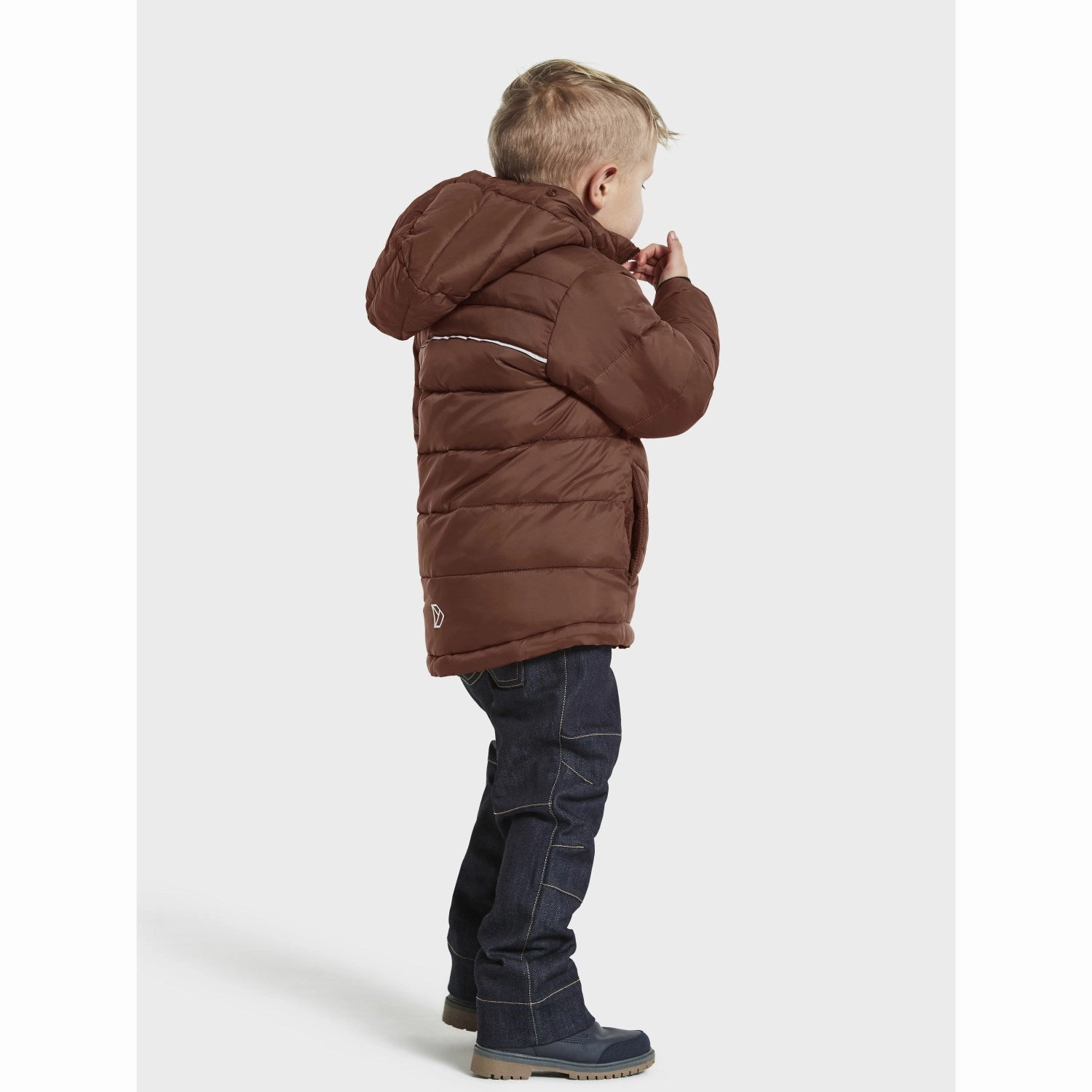 Compact Fit Look Matte Fabric Didriksons Earth Brown Rodi Kids Jacket