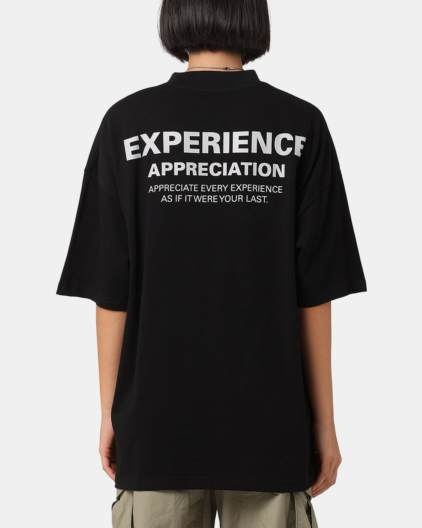 Carre Experienced Mock Oversized T-Shirt Black RibbedNeckBanding Simple and Comfortable