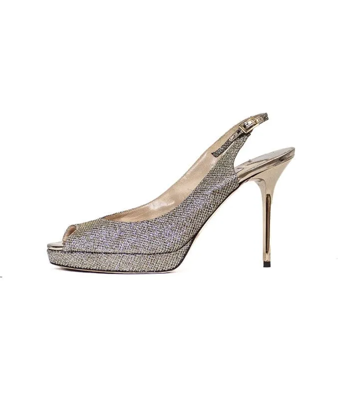 Sparkle Peep-Toe Slingback Heels