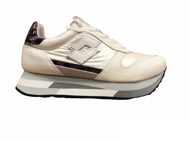 reinforced - toe shoes padded - tongue running option Lotto Leggenda sneakers da donna Wedge Crack W 217130 8NE bianco-argento