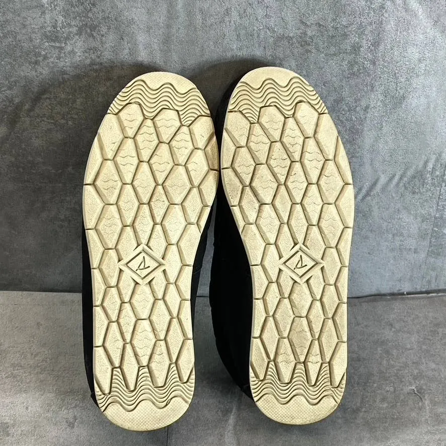 SPERRY Women's Black Suede Moc-Sider Faux-Fur Water-Resistant Slip-On Shoes SZ 7