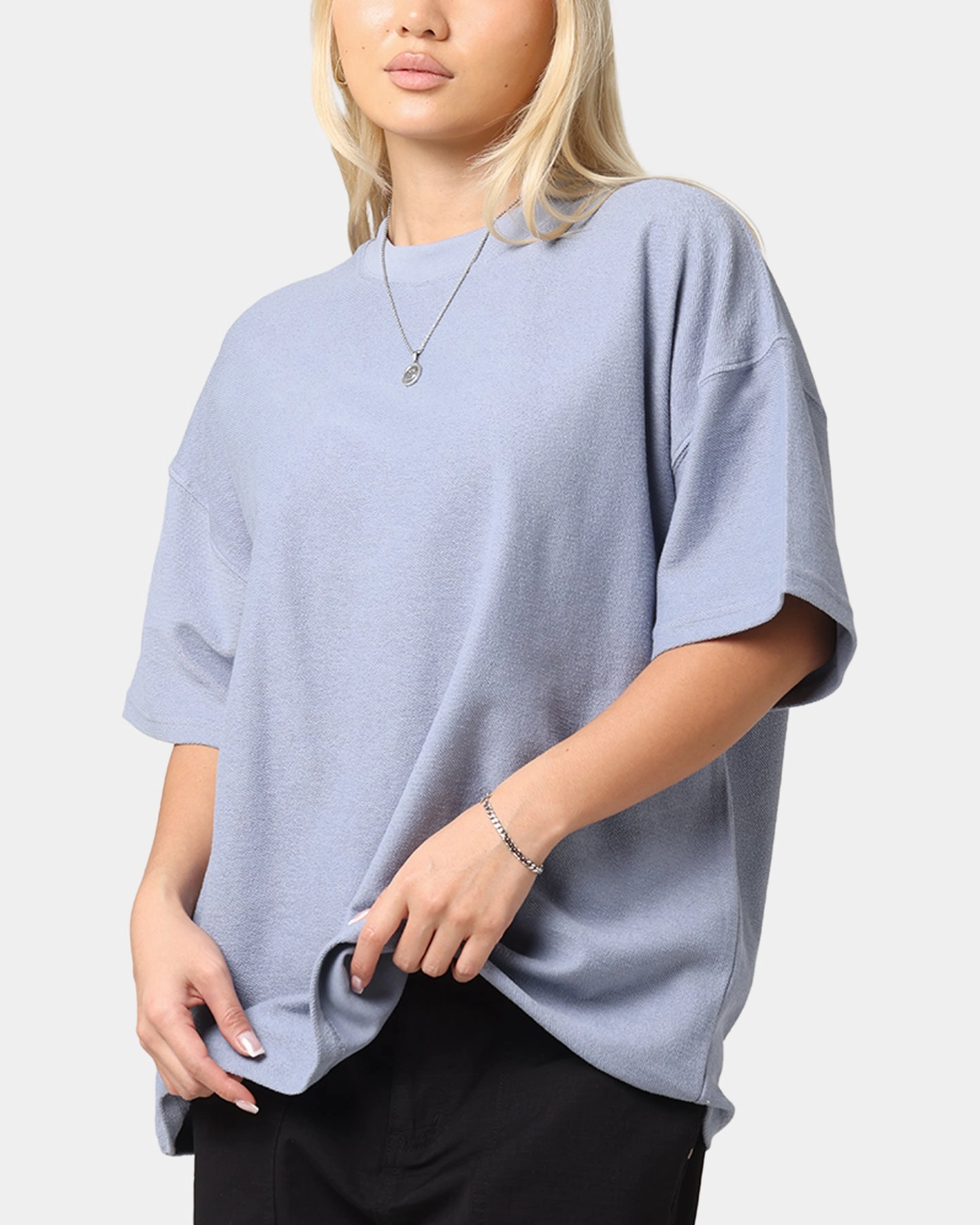 Moisture Management Technology Outdoor Smart Carre Terry Oversized T-Shirt Blue