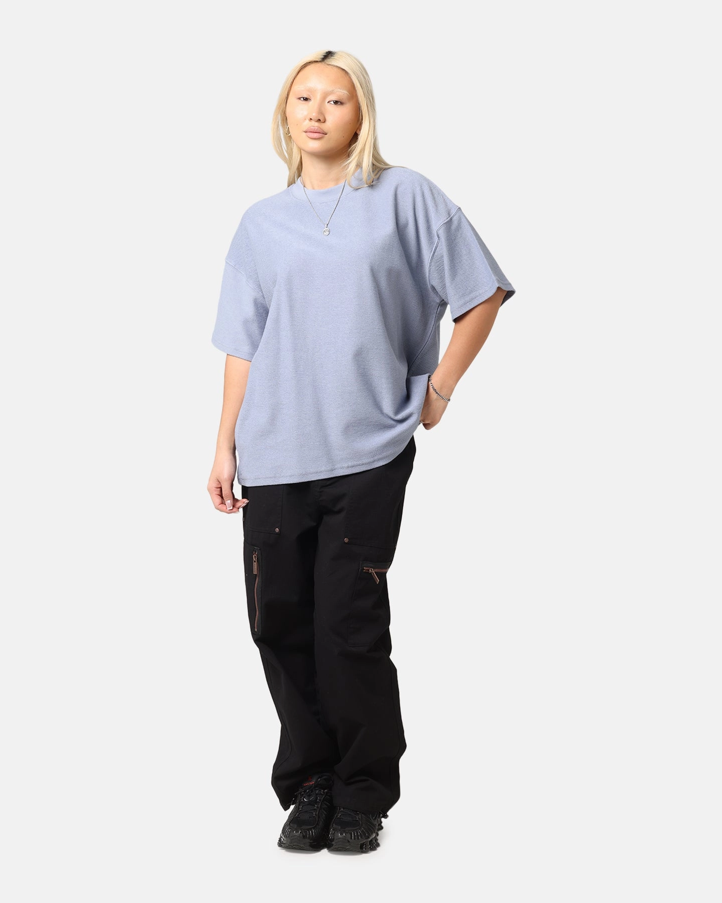 Carre Terry Oversized T-Shirt Blue Non Iron Finish Easy Style