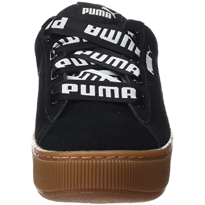 Non Marking Rubber Outsole foggy - day running wear Puma scarpa sneakers da donna con zeppa Vikky Ribbon Bold 365314 01 nera