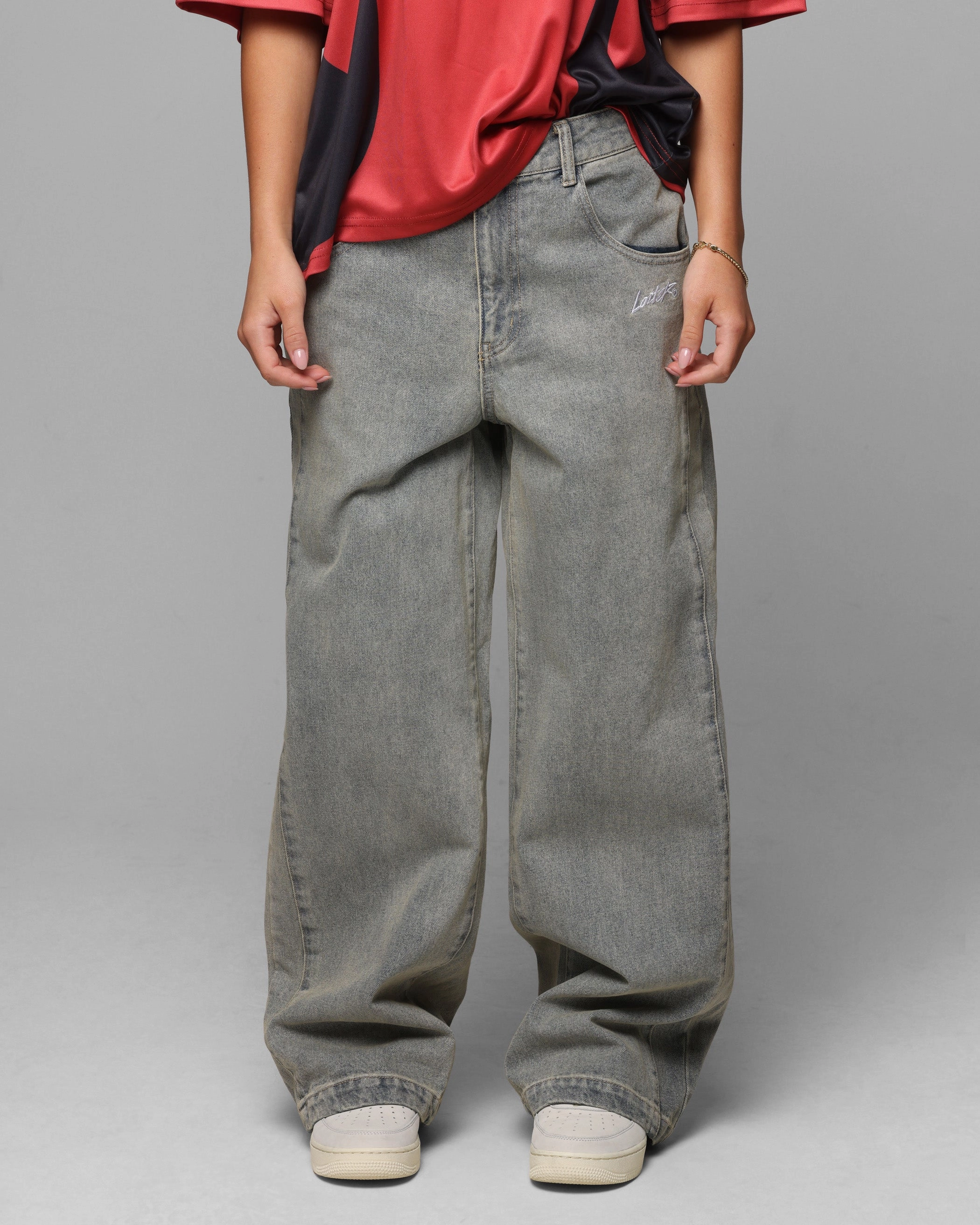Loiter Star Walker Wide Leg Jean Washed Blue Stay Flexible Daily Comfort Fit