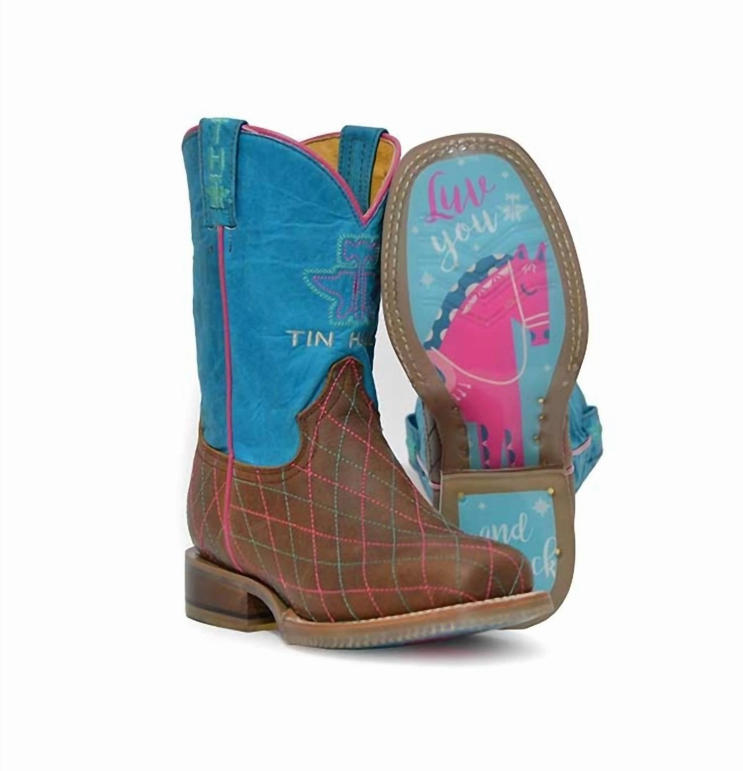 Little Kids Hearts & Colts Boots In Blue Grip Enhancement