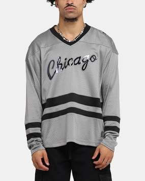 Sweat Wicking Technology Mitchell & Ness Chicago Bulls Chrome Jersey Gunmetal Grey