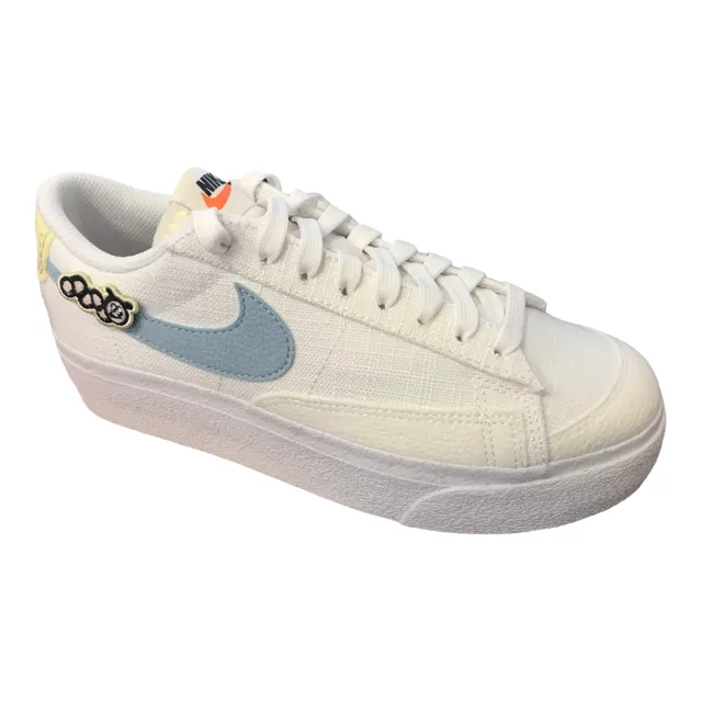 Nike scarpa sneakers da donna con zeppa in canvas Blazer Low Next Nature SE DJ6376 100 bianco nylon plate generic - brand shoes