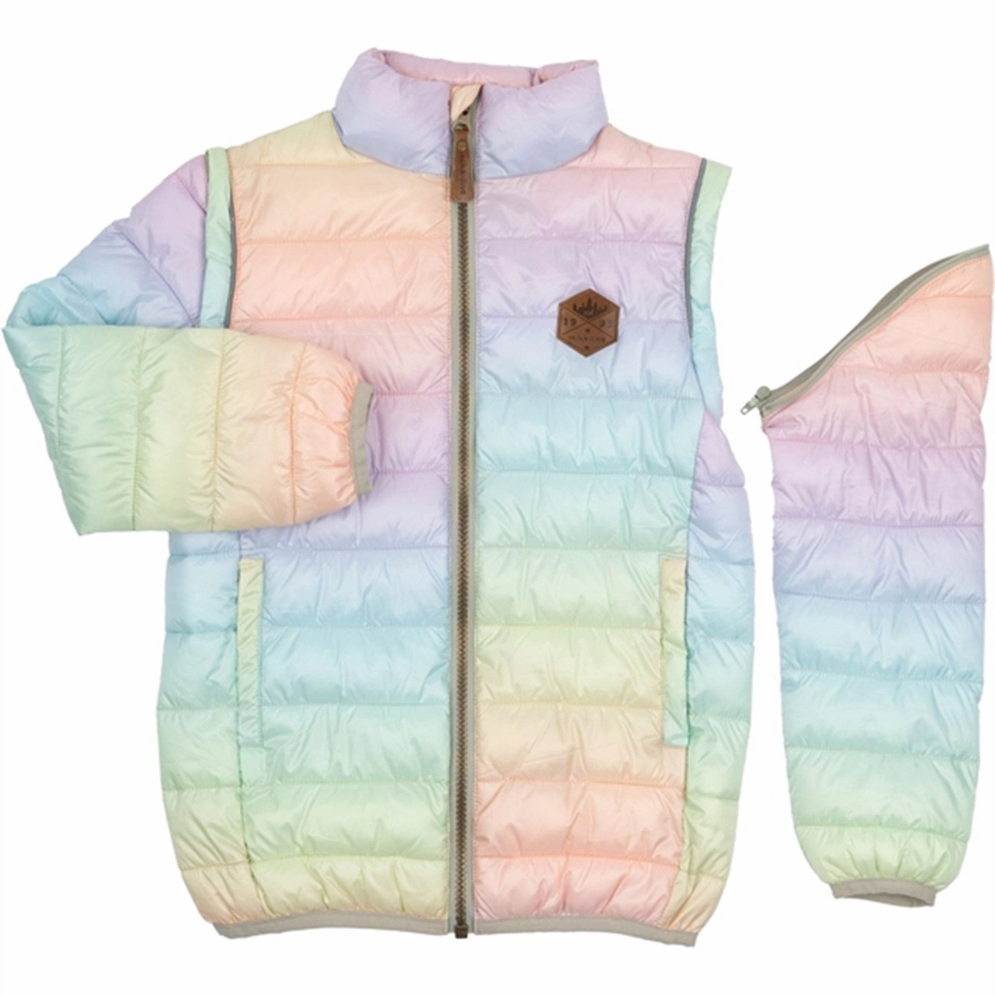 Mikk-Line Nylon Puffer 2 in 1 Jacket Colorful High Collar Ventilation System