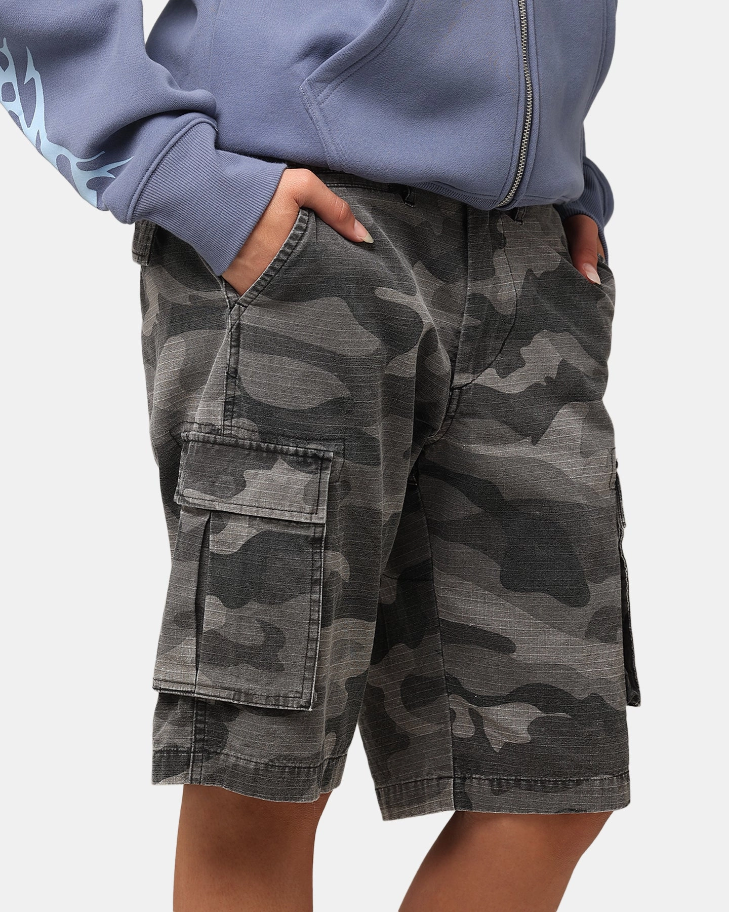 RuggedDurability Stretchable XXIII Torrent Cargo Shorts Washed Black Camo