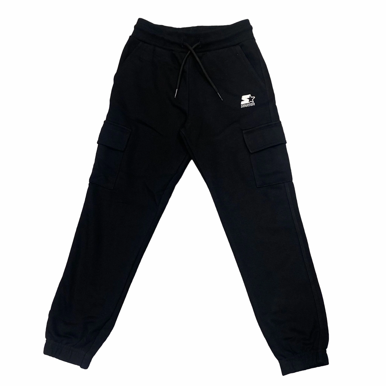Starter pantalone sportivo con tasconi da ragazzo. Colore nero Comfort Flex
