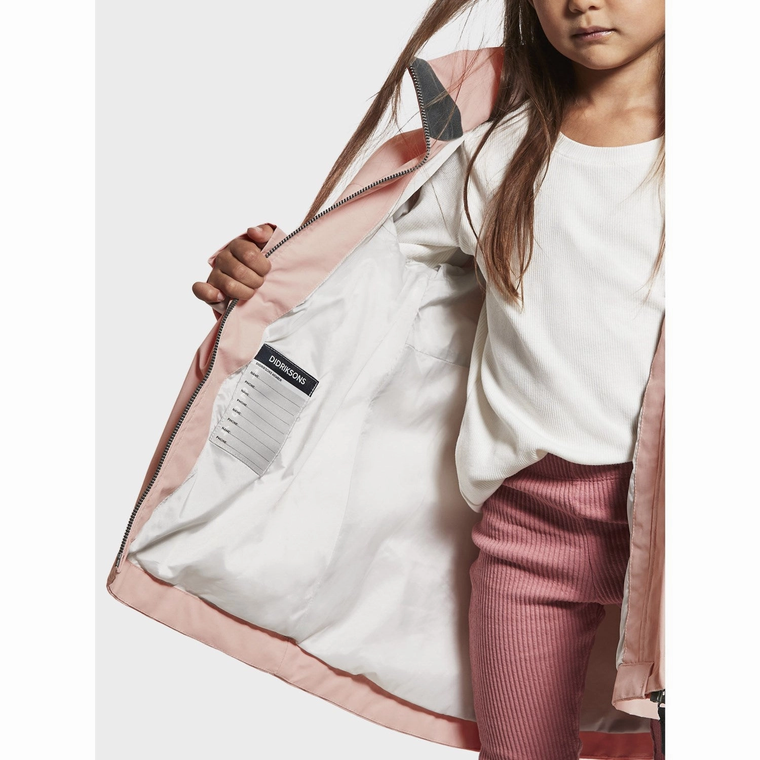 Vegan Leather Accents AbrasionResistant Surface Didriksons Pink Shadow Tess Kids Jacket