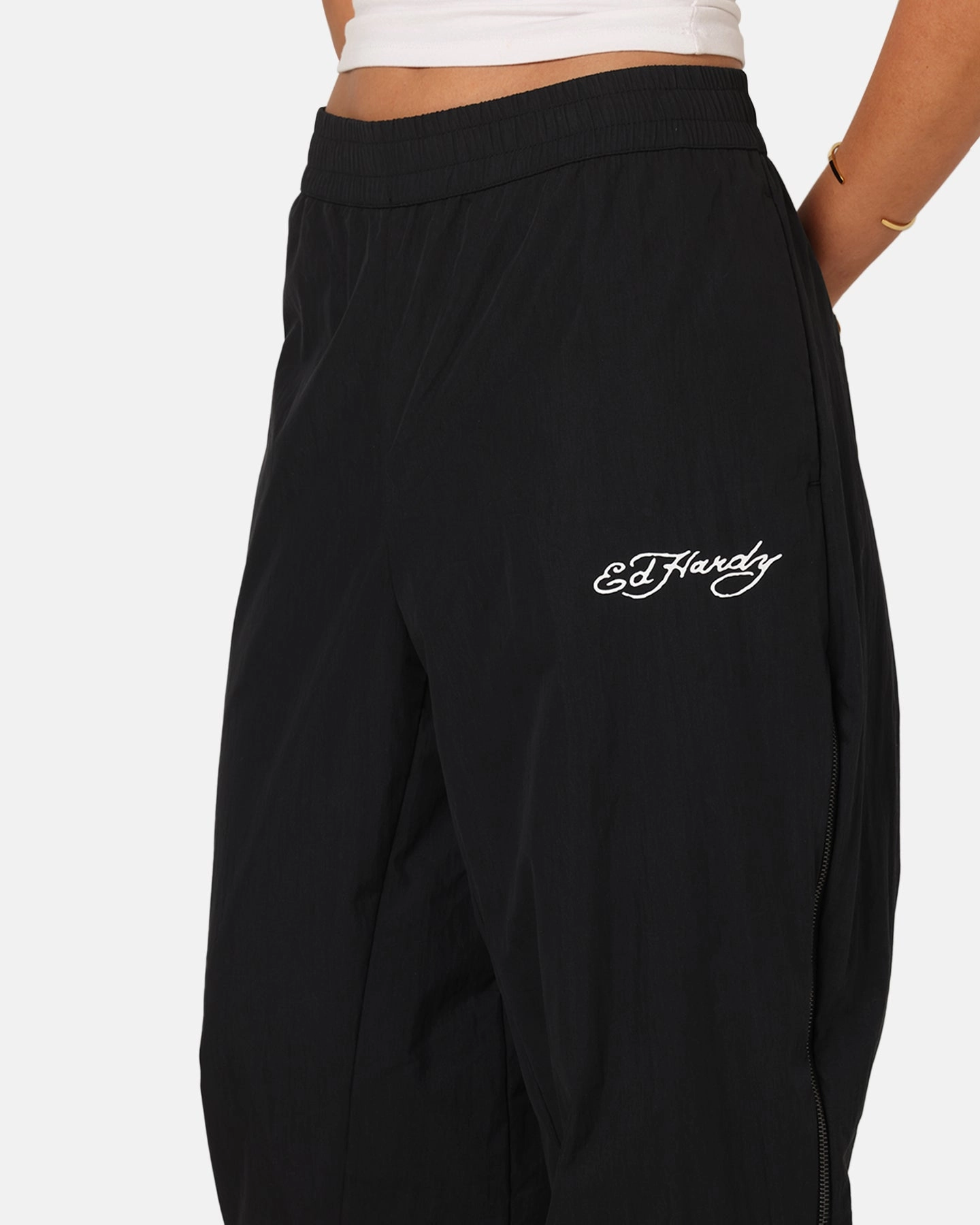 Ed Hardy Zip Track Pants Black Cozy Look
