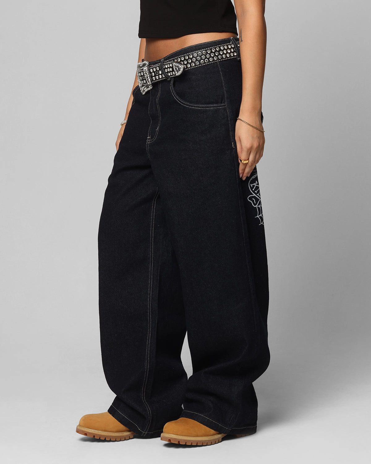 Ed Hardy Wide Leg Skull Jeans Dark Indigo Active Layers