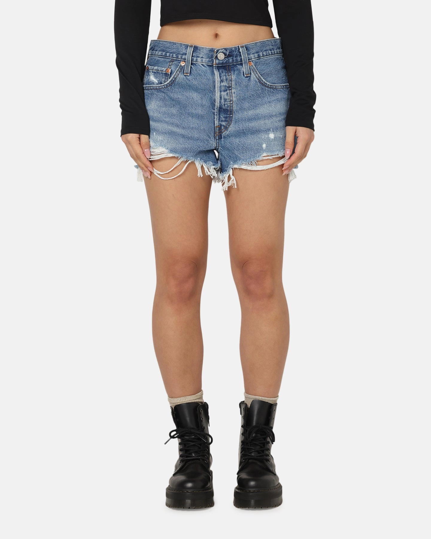 Levi Strauss And Co Women's 501? Original Denim Shorts Blue Sport Ready Fit