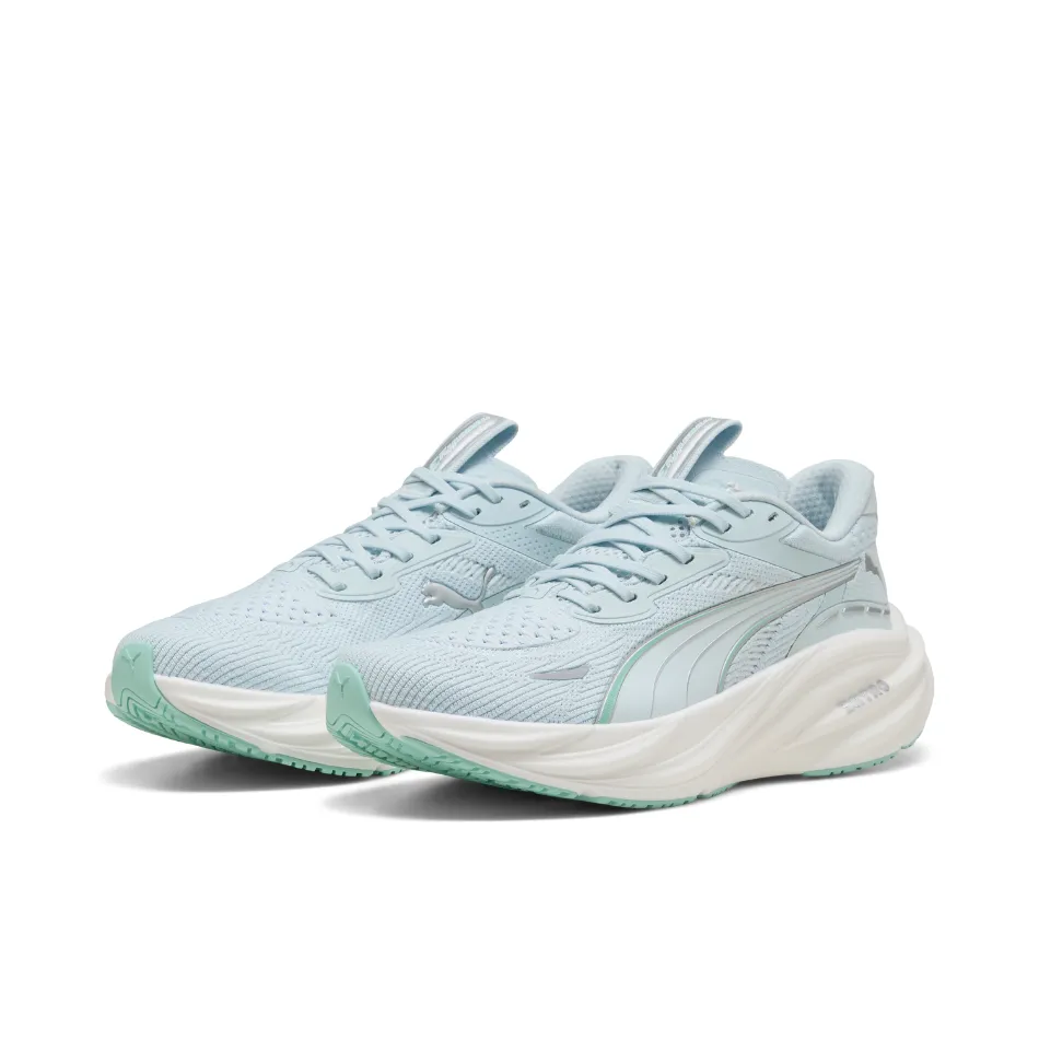 Eco Conscious Packaging Wide fit PUMA Women's Magnify NITRO 3 Running Shoes in Sea Glass/Mint Melt AW25