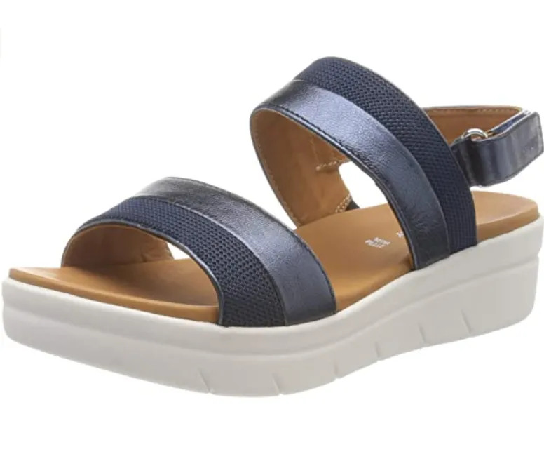 Off Duty Stonefly sandalo casual da donna Aqua III 11 in pelle laminata 213783 100 limo blu