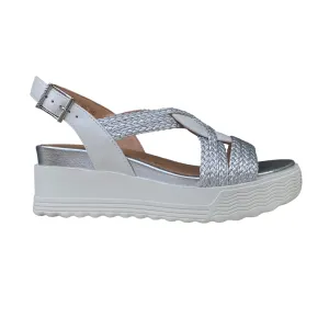 Spring Mood Stonefly sandalo con zeppa da donna Parky 24 220895 849 bianco-argento