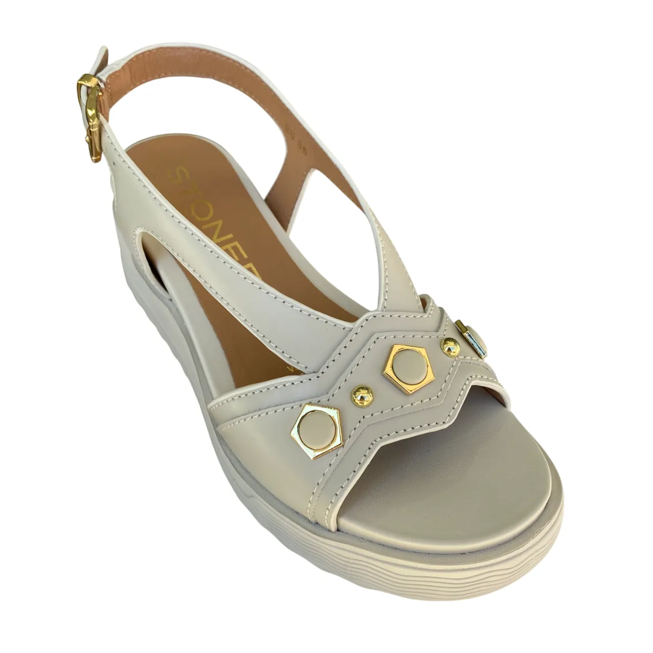 Stonefly sandalo da donna con zeppa e applicazioni sula fascia Parky 34 222412-151 bianco Trendy Travel Sandals