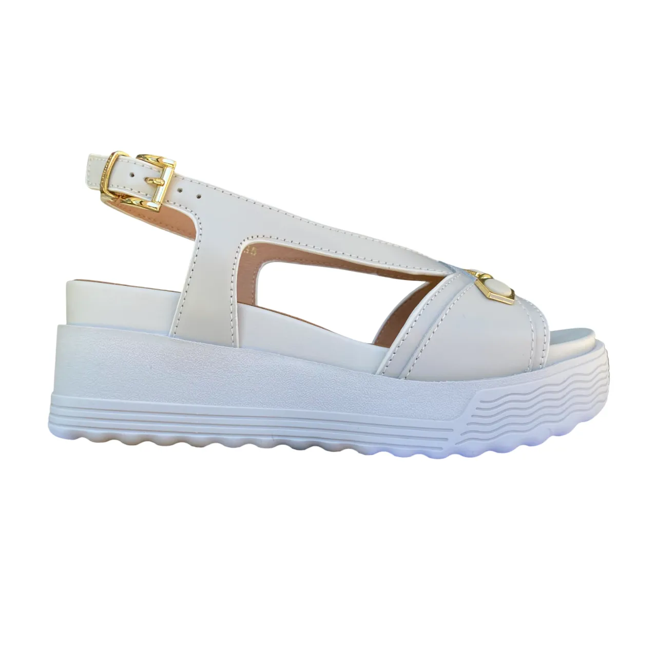 Stonefly sandalo da donna con zeppa e applicazioni sula fascia Parky 34 222412-151 bianco Neutral Color Wide Fit Design
