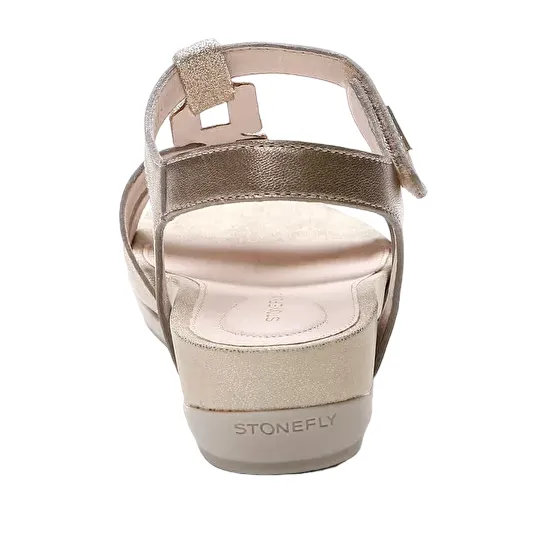 Wide Toe Box Design Stonefly Sandalo da donna in pelle laminata Eve 24 219151 Z00 spuma metallica