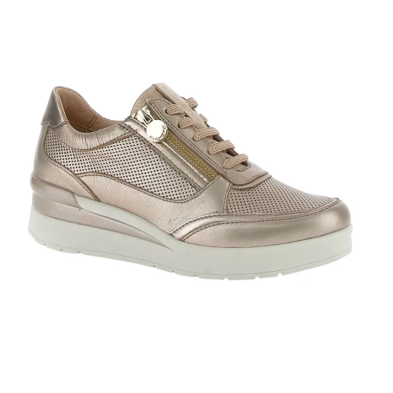 All Terrain Traction Gel cushion Stonefly scarpa casual da donna con laccio e cerniera Cream 52 in pelle laminata 220738 I89 tortora