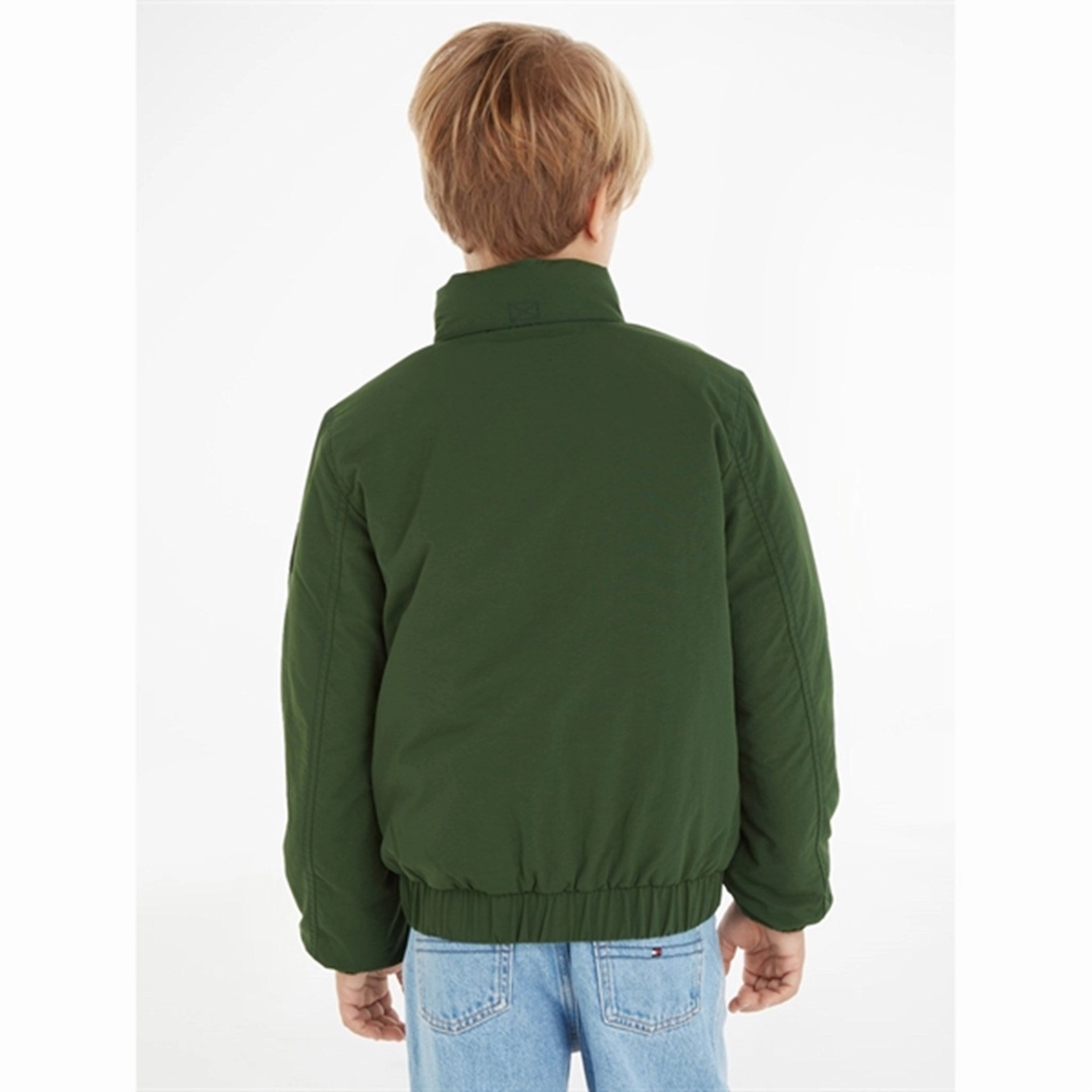 Tommy Hilfiger Essential Quilted Jacket Collegiate Green Classic Look Weatherproof Zipper Tech